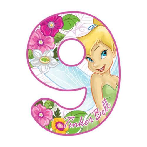 Tinkerbell Number 9 Edible Icing Image - Click Image to Close